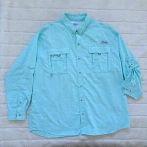 Columbia Men's Shirt XL PFG  Long Sleeve Performance Fishing Gear Blue XXL